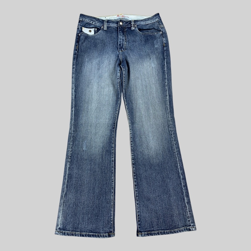 Pepe Jeans Womens 16 (32x32) Blue Bootcut Flare Bling Bedazzled Union Jack Y2K - Picture 9 of 10